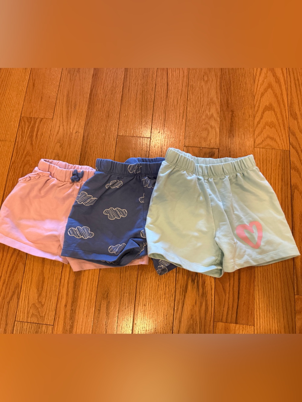 Girls' 3-Pack Cotton Pull-On Shorts - Pink, Navy Cloud, Mint Heart